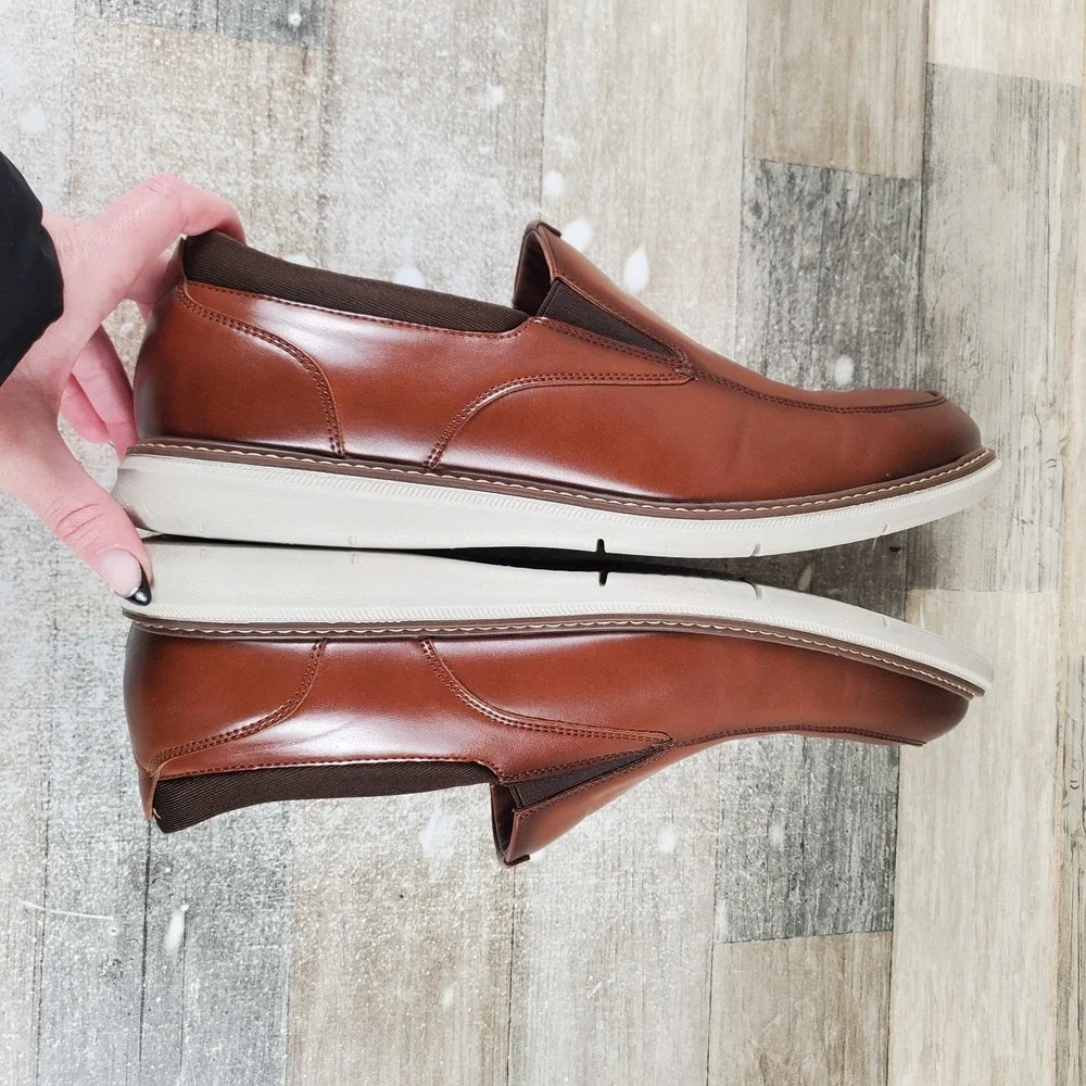 Nunn‎ Bush Chase Mens Oxford Shoes Sz 11 W Brown Slip on Moccasin Toe